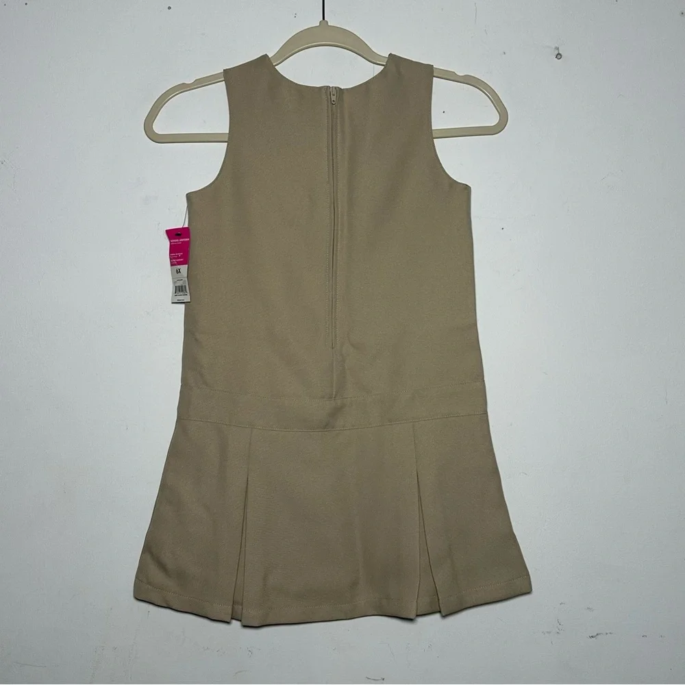 George Girls Khaki Uniform Jumper‎ Dress Pleated School Kids Size 6X NEW
